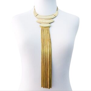 Y2K long chain collar necklace gold tone White House Black Market